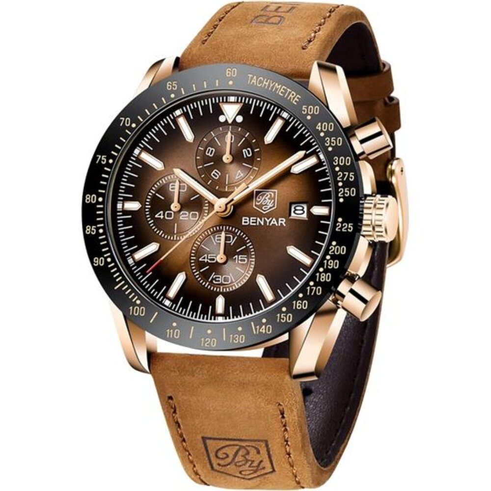 Mens Analog Quartz Chronograph Waterproof Luminous Mens Wrist Watch